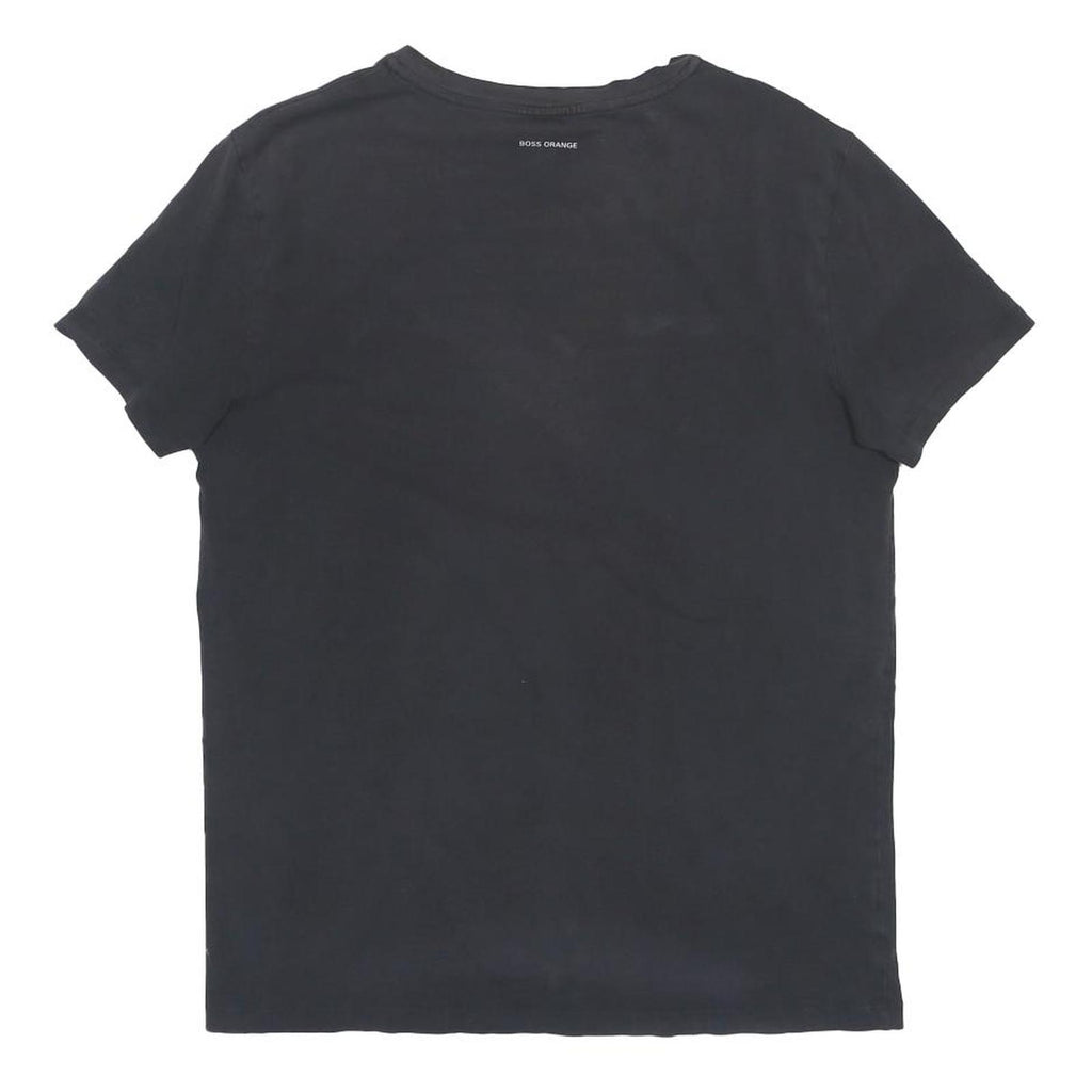 HUGO BOSS Mens Black Plain T-Shirt L Short Sleeve Crew Neck Casual Cotton Blend