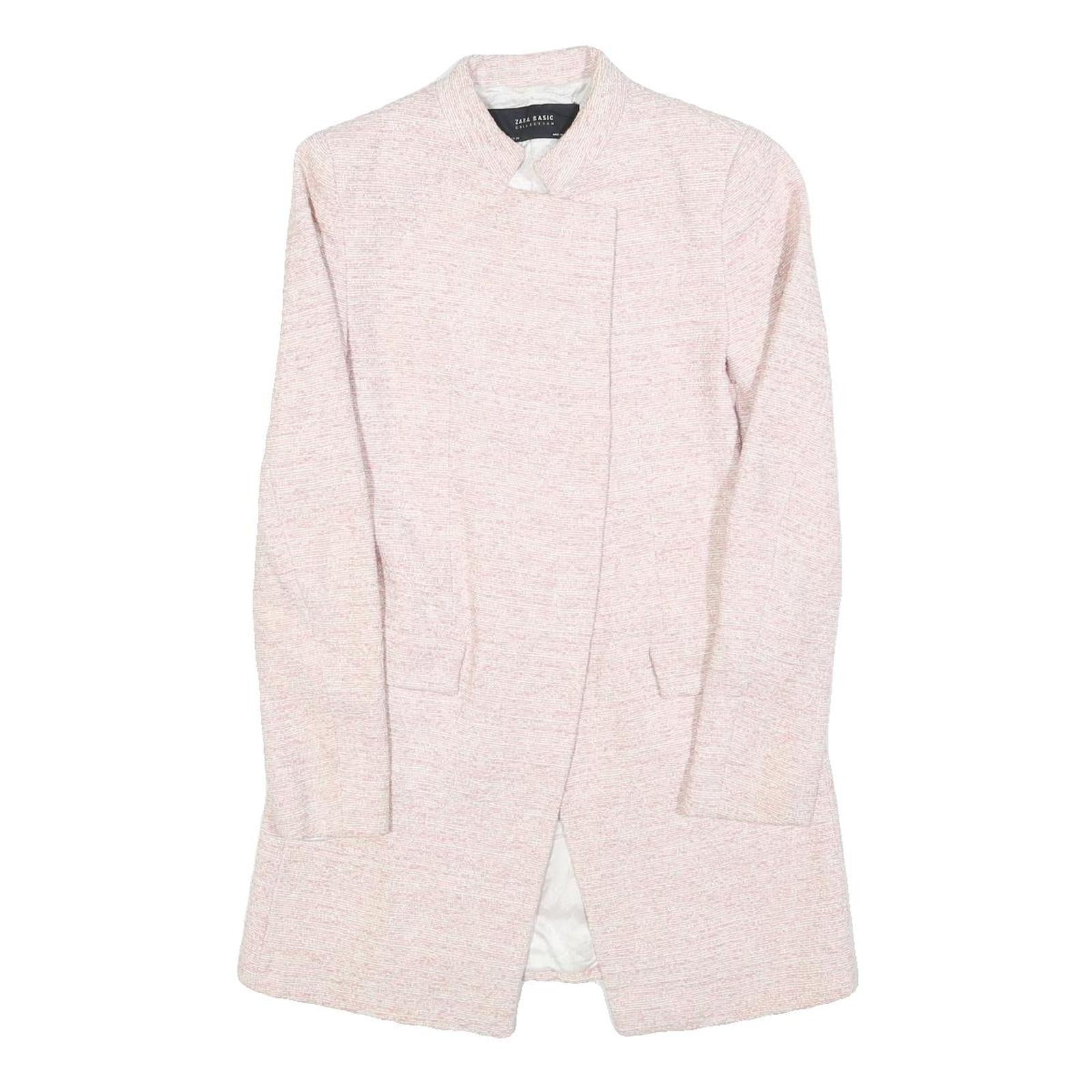 ZARA BASIC Womens Pink Jacket S Polyester Blend Plain Button Closure