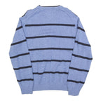 TOMMY HILFIGER Mens Blue & Black Patterned Jumper Crew Neck Basic Knit L Cotton