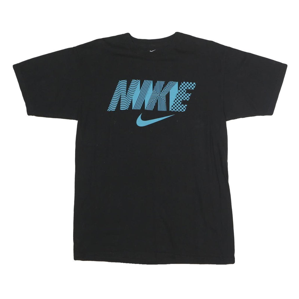 NIKE Mens Black Blue Graphic T-Shirt M Short Sleeve Crew Neck Cotton Casual
