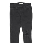 LEVI'S 711 Skinny Womens Jeans Black Slim Denim W28 L30 Distressed Cotton Blend