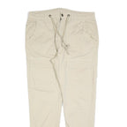 URBAN CLASSICS Mens Slim Beige & Cream Drawstring Casual Trousers W36 L32 Cotton