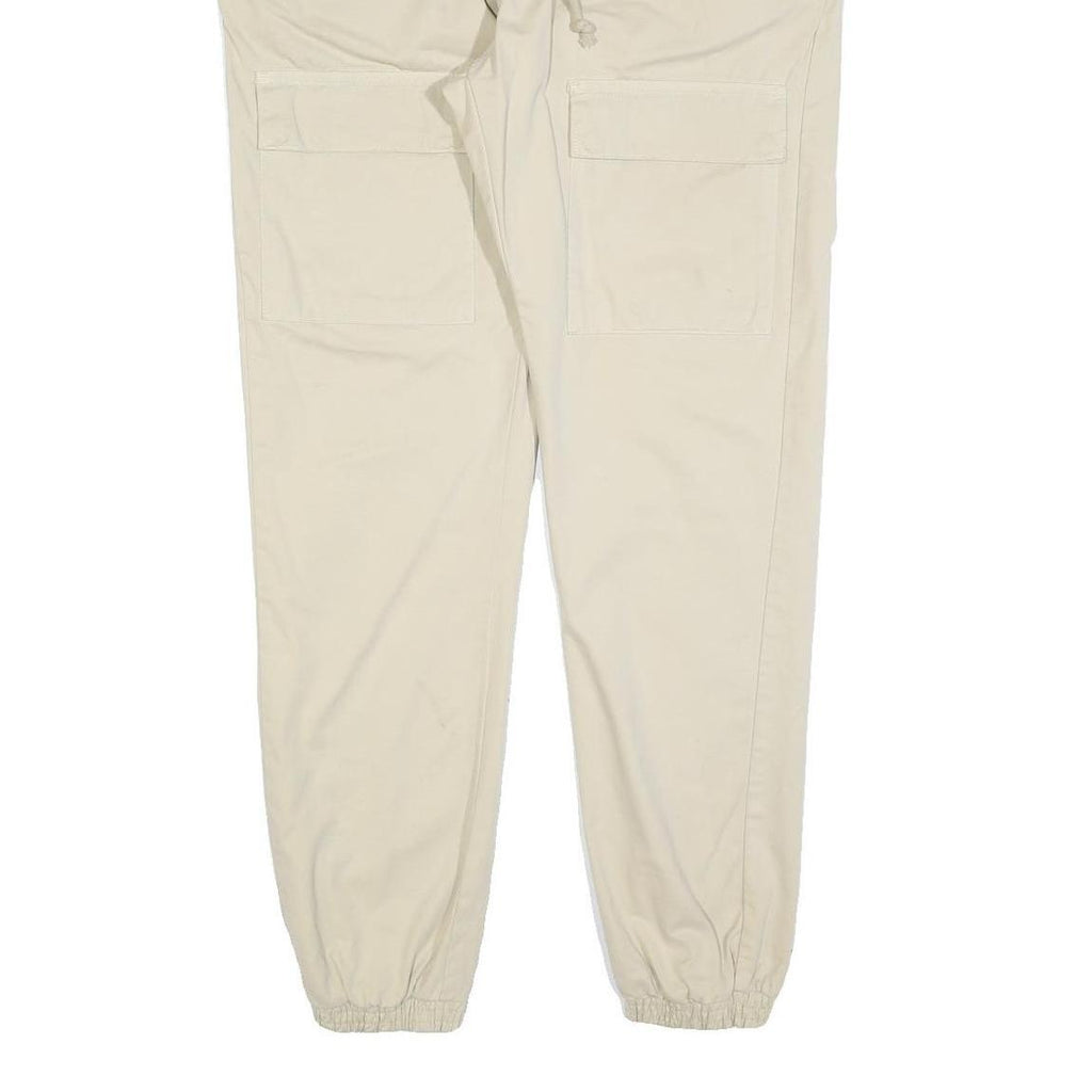URBAN CLASSICS Mens Slim Beige & Cream Drawstring Casual Trousers W36 L32 Cotton