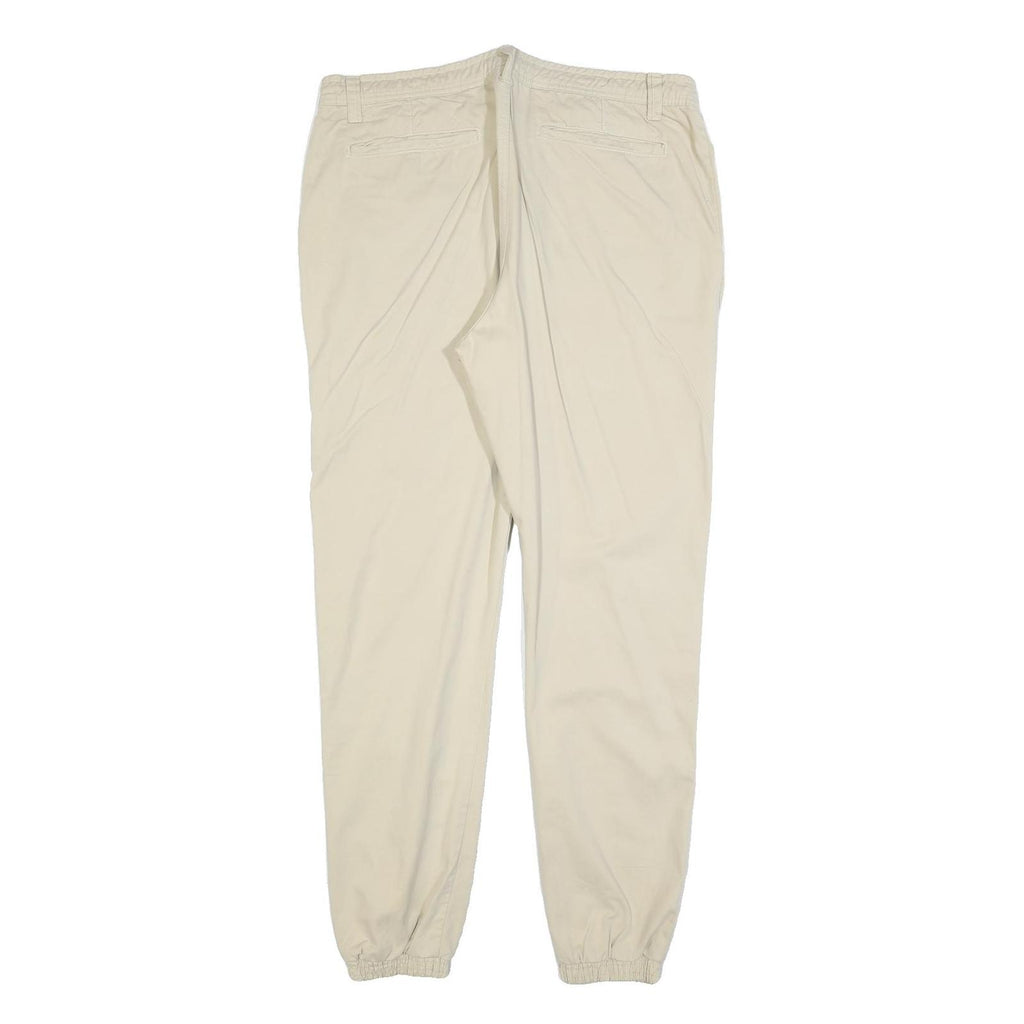 URBAN CLASSICS Mens Slim Beige & Cream Drawstring Casual Trousers W36 L32 Cotton