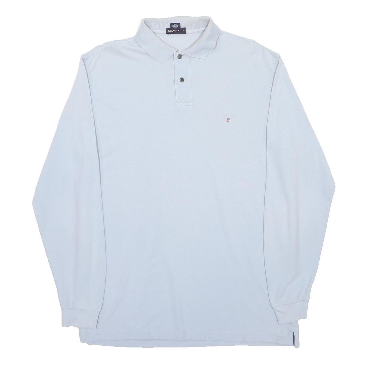 GANT Mens White Long Sleeve Plain Cotton Polo Shirt XL Classic Fit