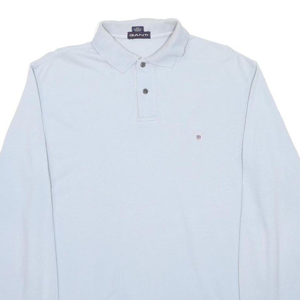 GANT Mens White Long Sleeve Plain Cotton Polo Shirt XL Classic Fit
