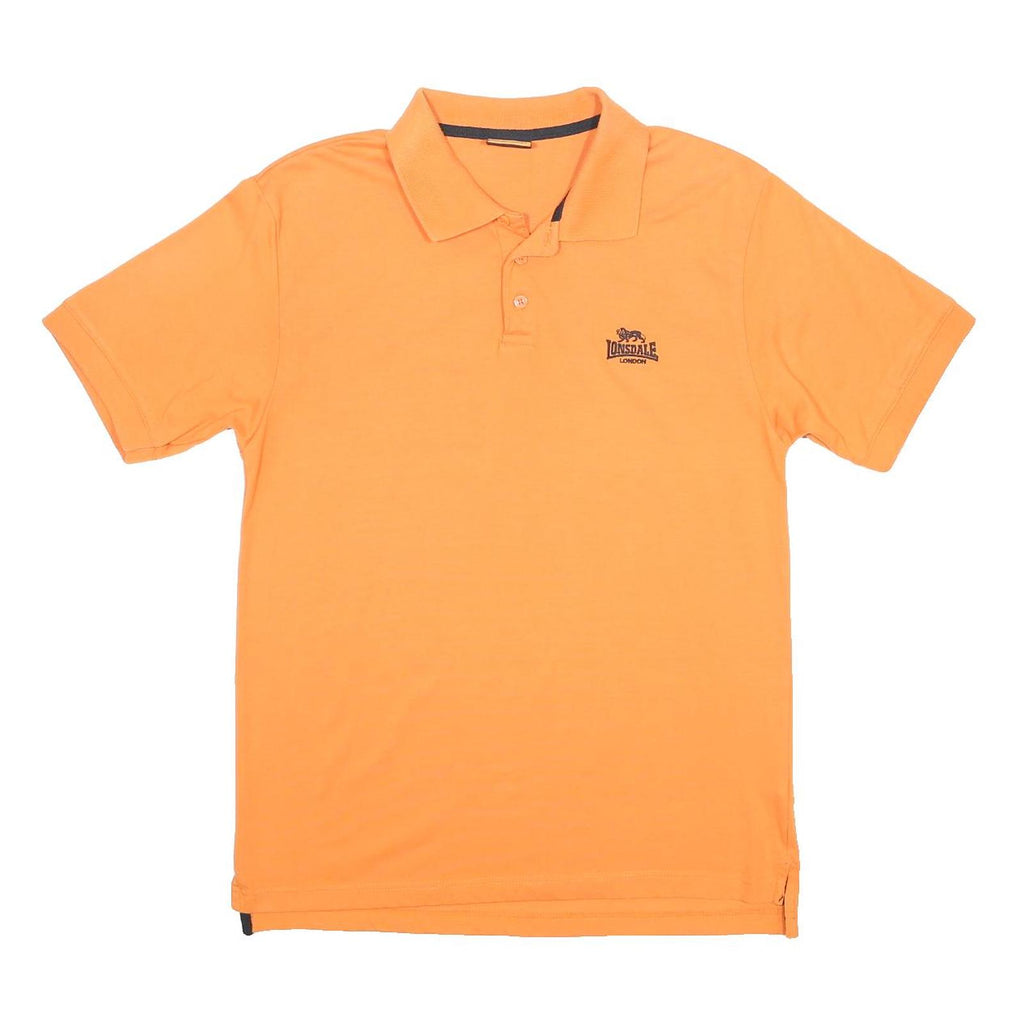LONSDALE Mens Orange Cotton Blend Short Sleeve Polo Shirt L Embroidered Logo