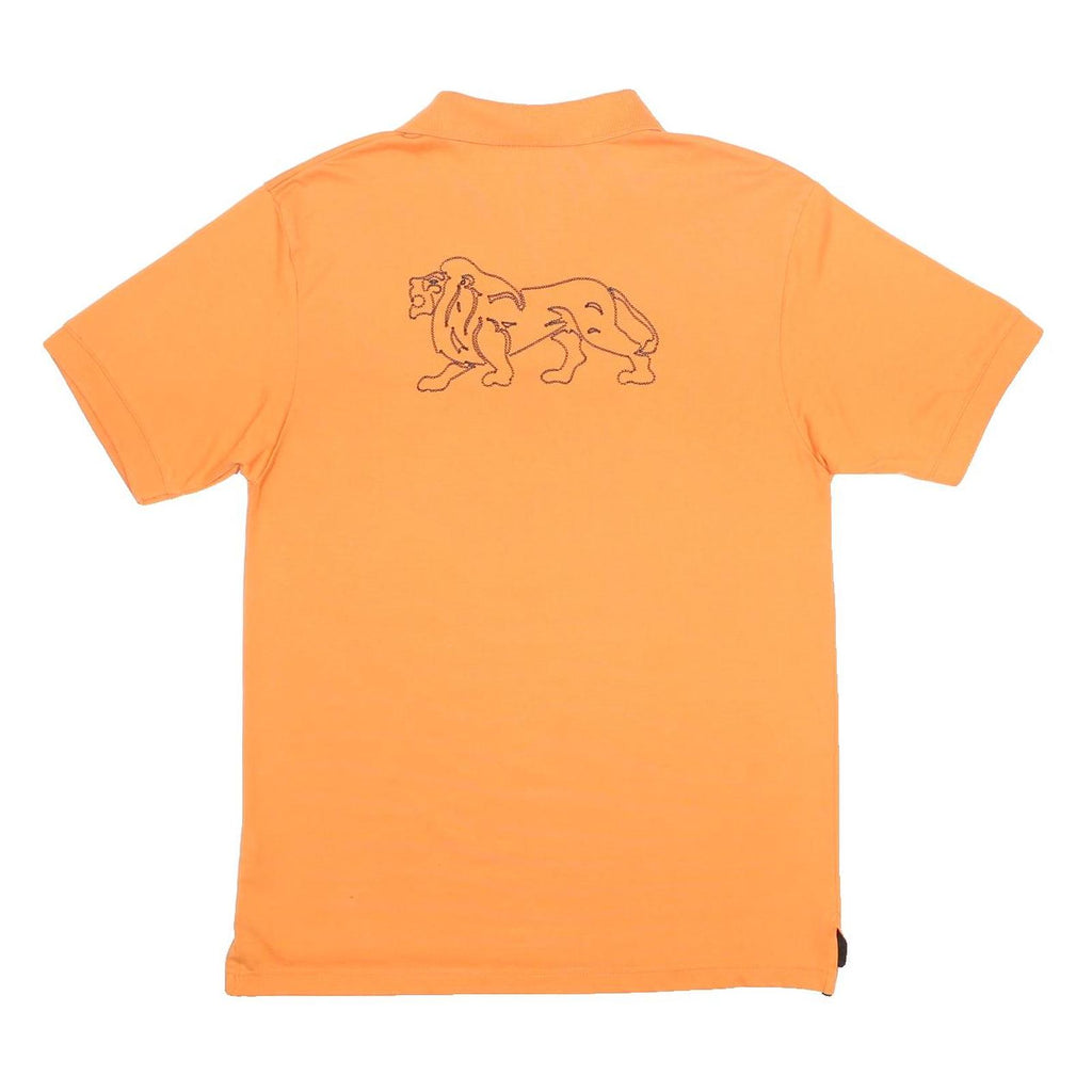 LONSDALE Mens Orange Cotton Blend Short Sleeve Polo Shirt L Embroidered Logo