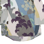 WHITE STUFF Womens Blue Grey And Purple Floral Print Blouse 3/4 Sleeve Round