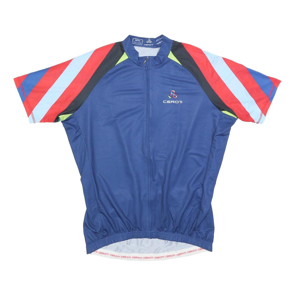 CEROTI Mens Blue Polyester Cycling Jersey M Short Sleeve Zip Neck