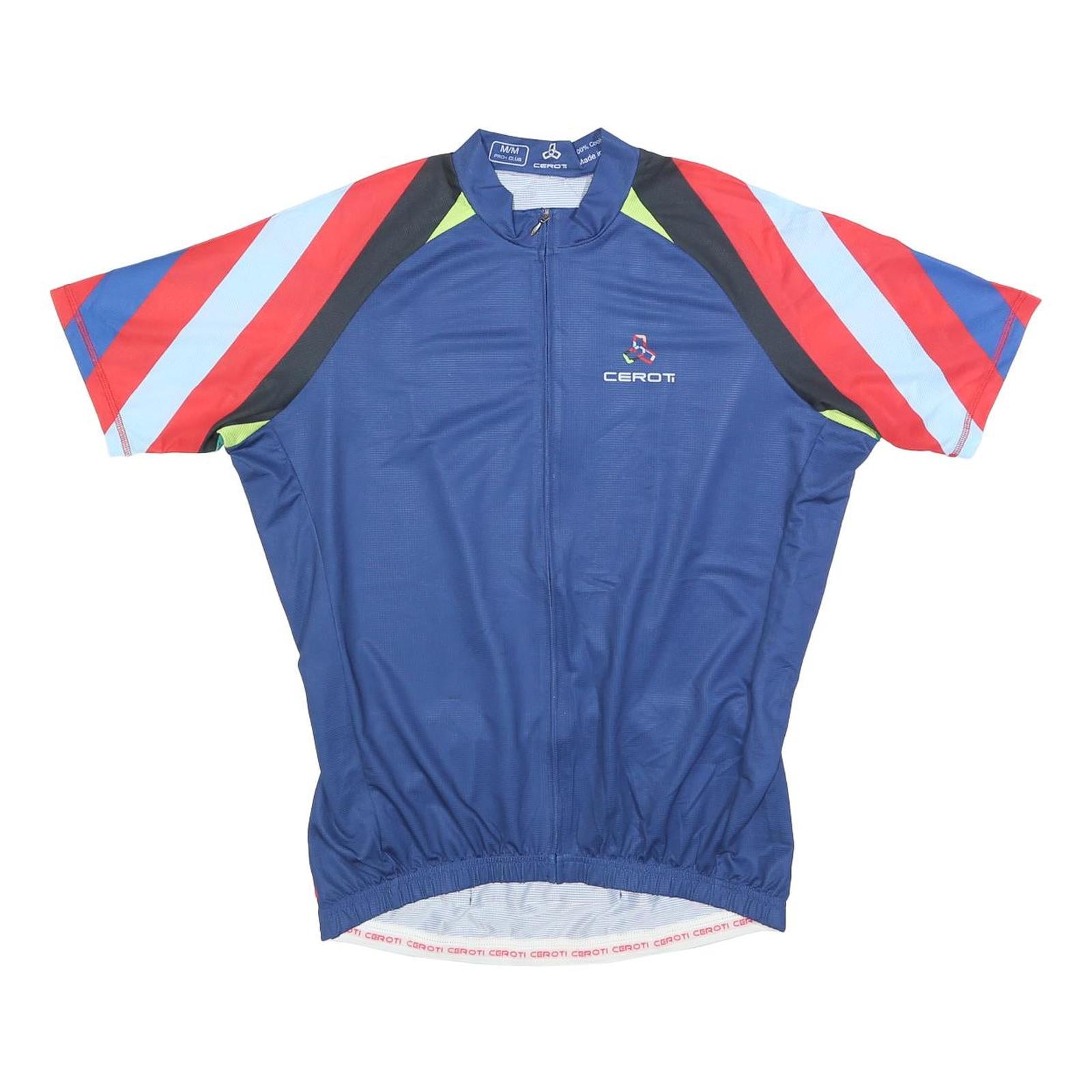 CEROTI Mens Blue Polyester Cycling Jersey M Short Sleeve Zip Neck