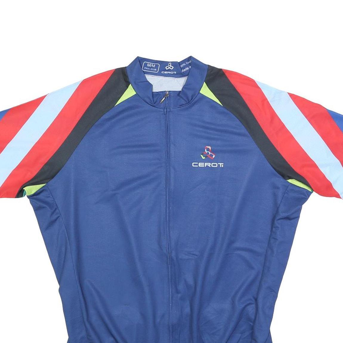 CEROTI Mens Blue Polyester Cycling Jersey M Short Sleeve Zip Neck