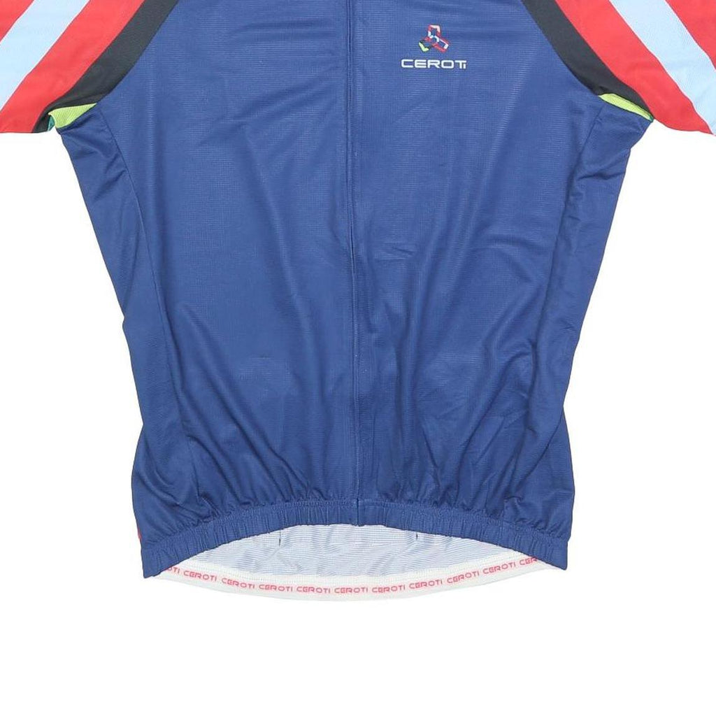 CEROTI Mens Blue Polyester Cycling Jersey M Short Sleeve Zip Neck