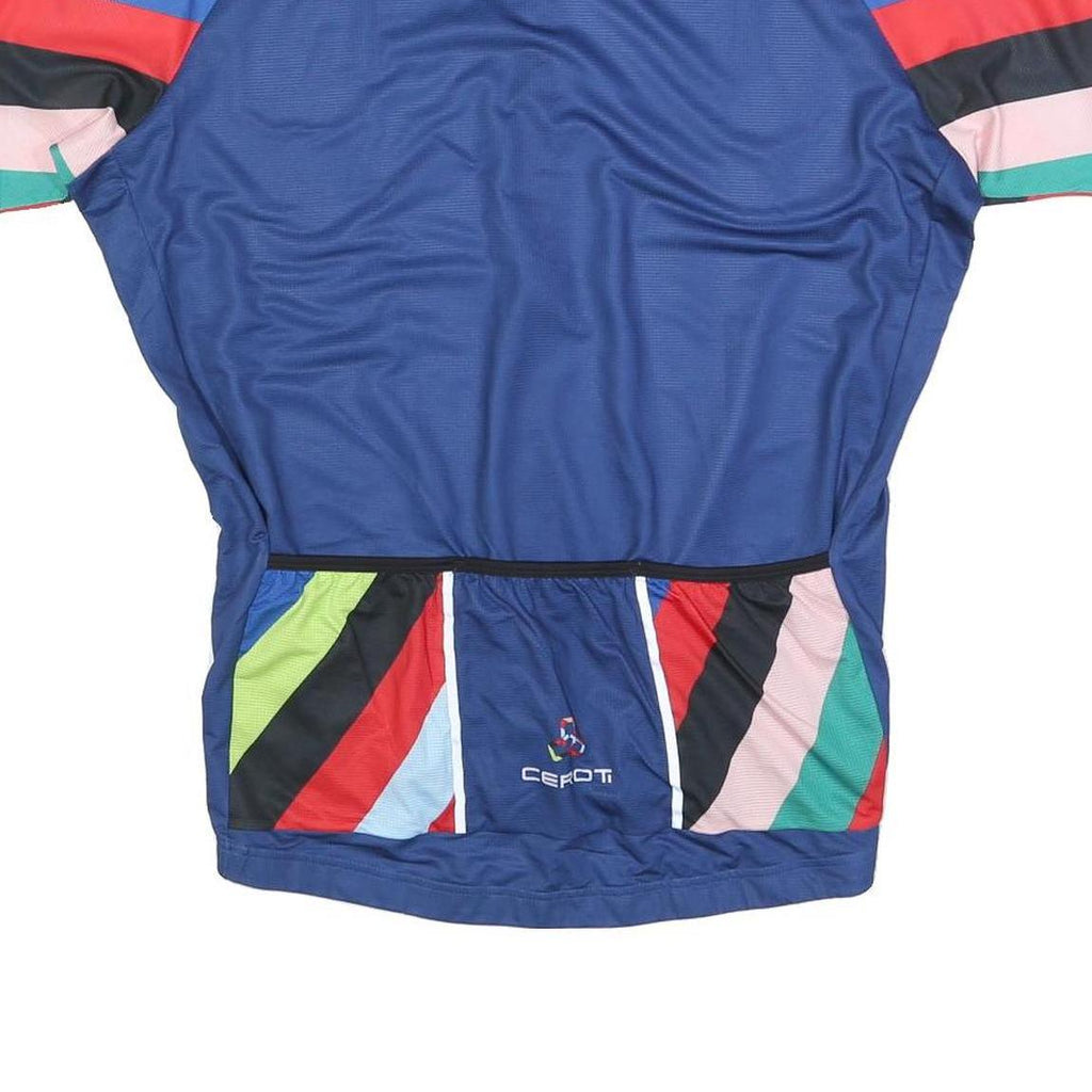 CEROTI Mens Blue Polyester Cycling Jersey M Short Sleeve Zip Neck