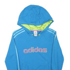 ADIDAS Womens Blue Hoodie UK 10 Cotton Blend Casual Sports Pullover