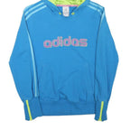 ADIDAS Womens Blue Hoodie UK 10 Cotton Blend Casual Sports Pullover