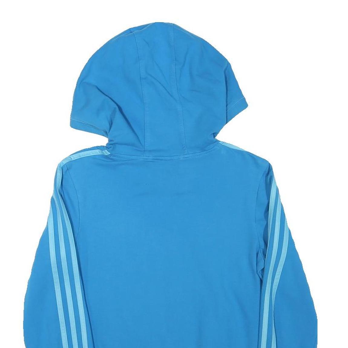 ADIDAS Womens Blue Hoodie UK 10 Cotton Blend Casual Sports Pullover