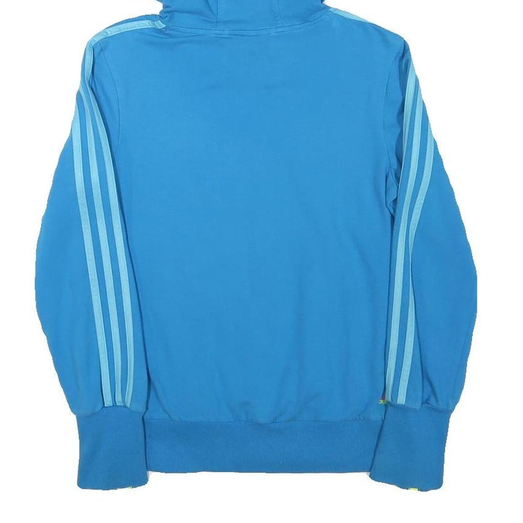 ADIDAS Womens Blue Hoodie UK 10 Cotton Blend Casual Sports Pullover