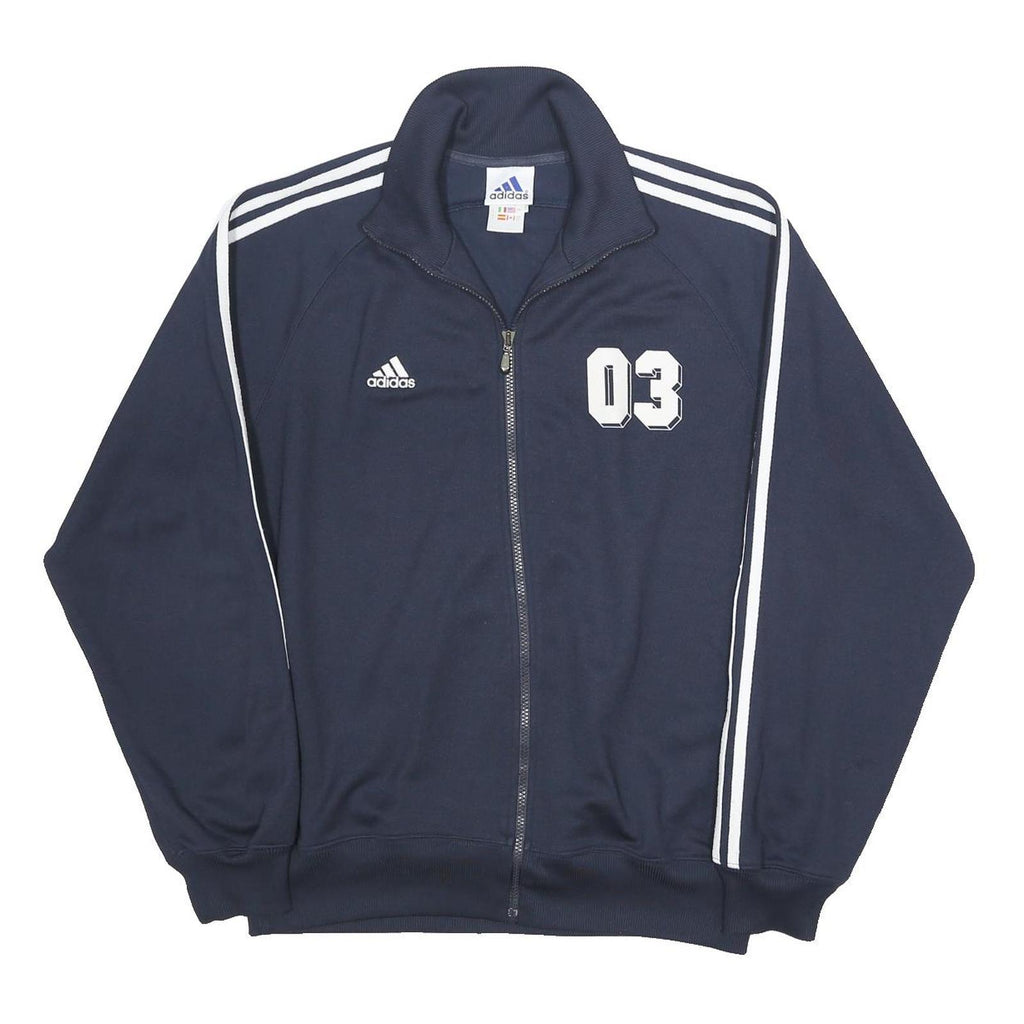 ADIDAS Mens Navy Blue Track Jacket L Polyester Zip Casual Sport 3 Stripe
