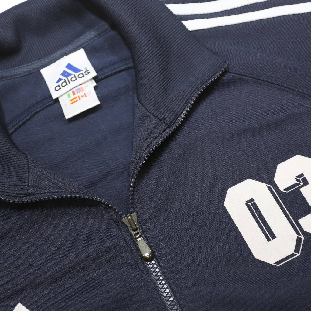 ADIDAS Mens Navy Blue Track Jacket L Polyester Zip Casual Sport 3 Stripe