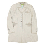 Womens Beige Tailored Blazer Jacket L Woven Synthetic Plain Button Closure Long