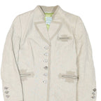 Womens Beige Tailored Blazer Jacket L Woven Synthetic Plain Button Closure Long