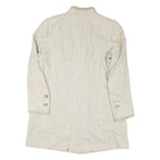 Womens Beige Tailored Blazer Jacket L Woven Synthetic Plain Button Closure Long