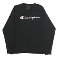 CHAMPION Mens Black Long Sleeve Crew Neck Logo Graphic T-Shirt L