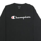 CHAMPION Mens Black Long Sleeve Crew Neck Logo Graphic T-Shirt L