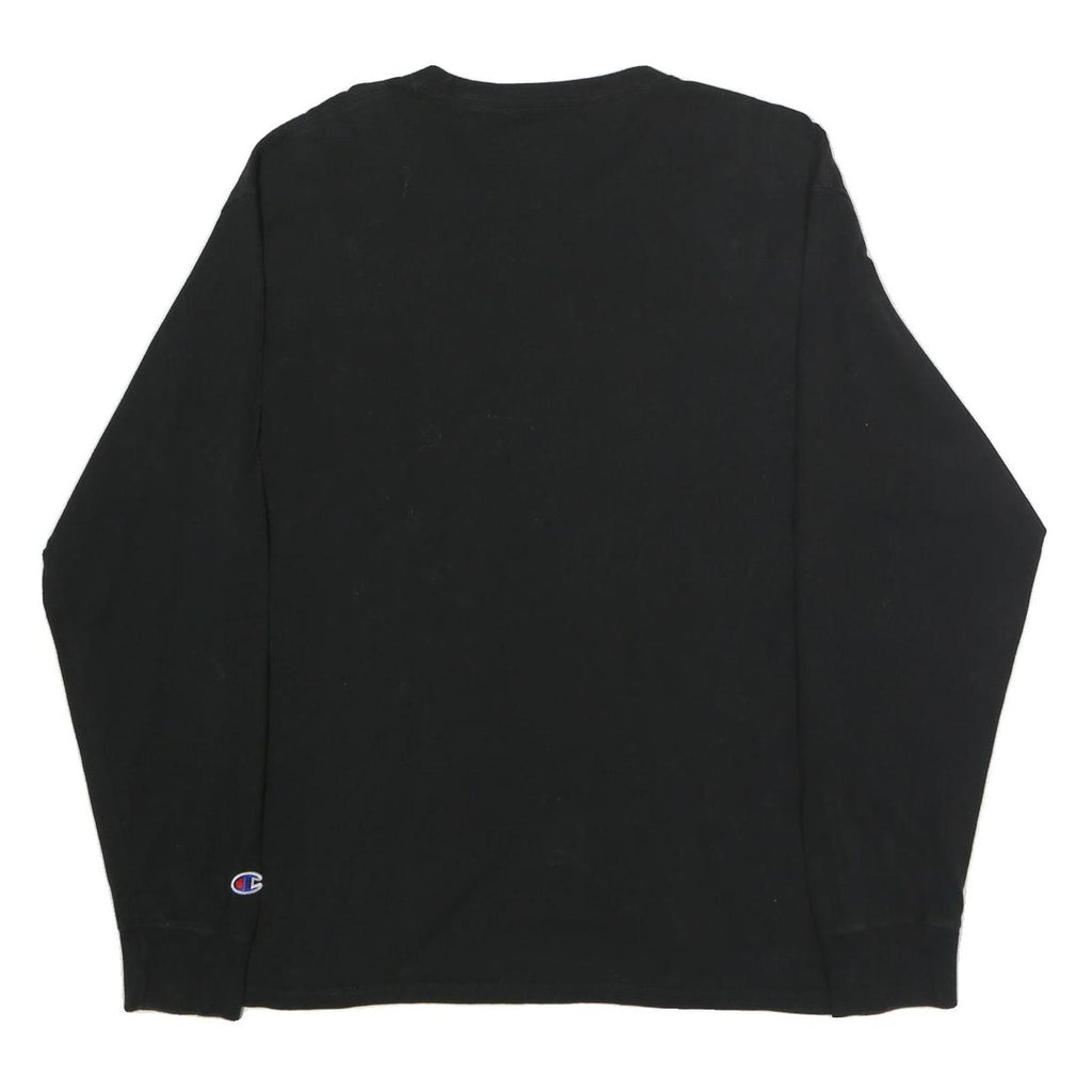 CHAMPION Mens Black Long Sleeve Crew Neck Logo Graphic T-Shirt L