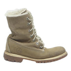 TIMBERLAND Womens Lace-Up Boots Beige Leather UK 4 Warm Lined Outdoor Winter