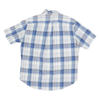 NAUTICA Mens Blue White Check Cotton Blend Shirt L Casual Short Sleeve Button