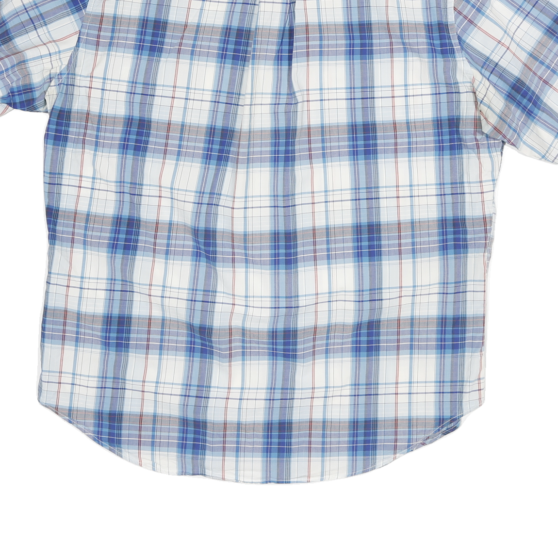 NAUTICA Mens Blue White Check Cotton Blend Shirt L Casual Short Sleeve Button