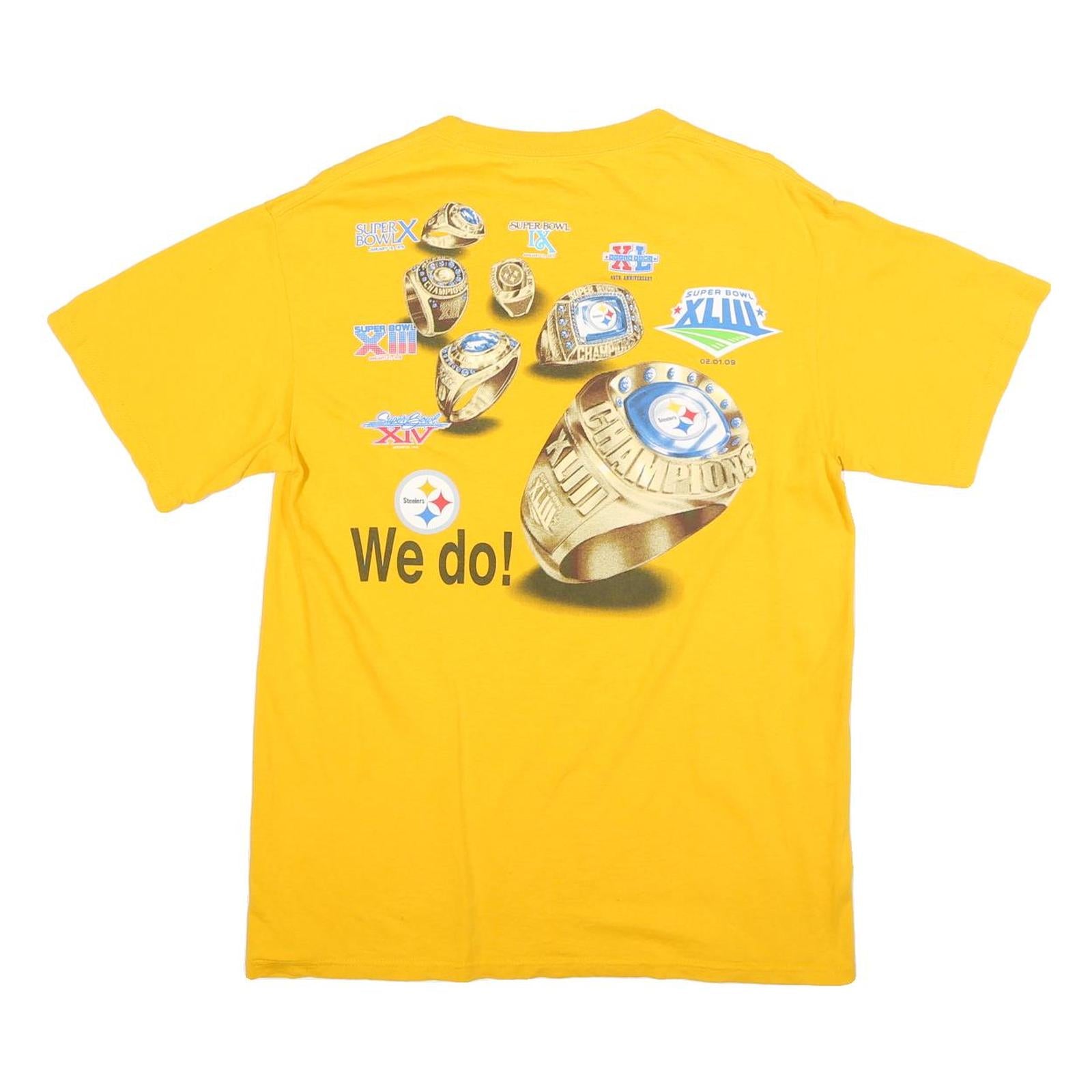 NFL Mens Yellow Pittsburgh Steelers Graphic T-Shirt M Short Sleeve Crew Neck