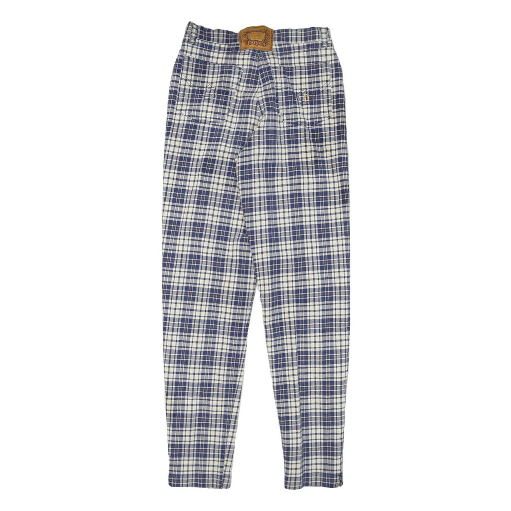 DISMERO Womens Jeans Blue & Cream Slim Skinny Denim Plaid W25 L30 Stretch Cotton