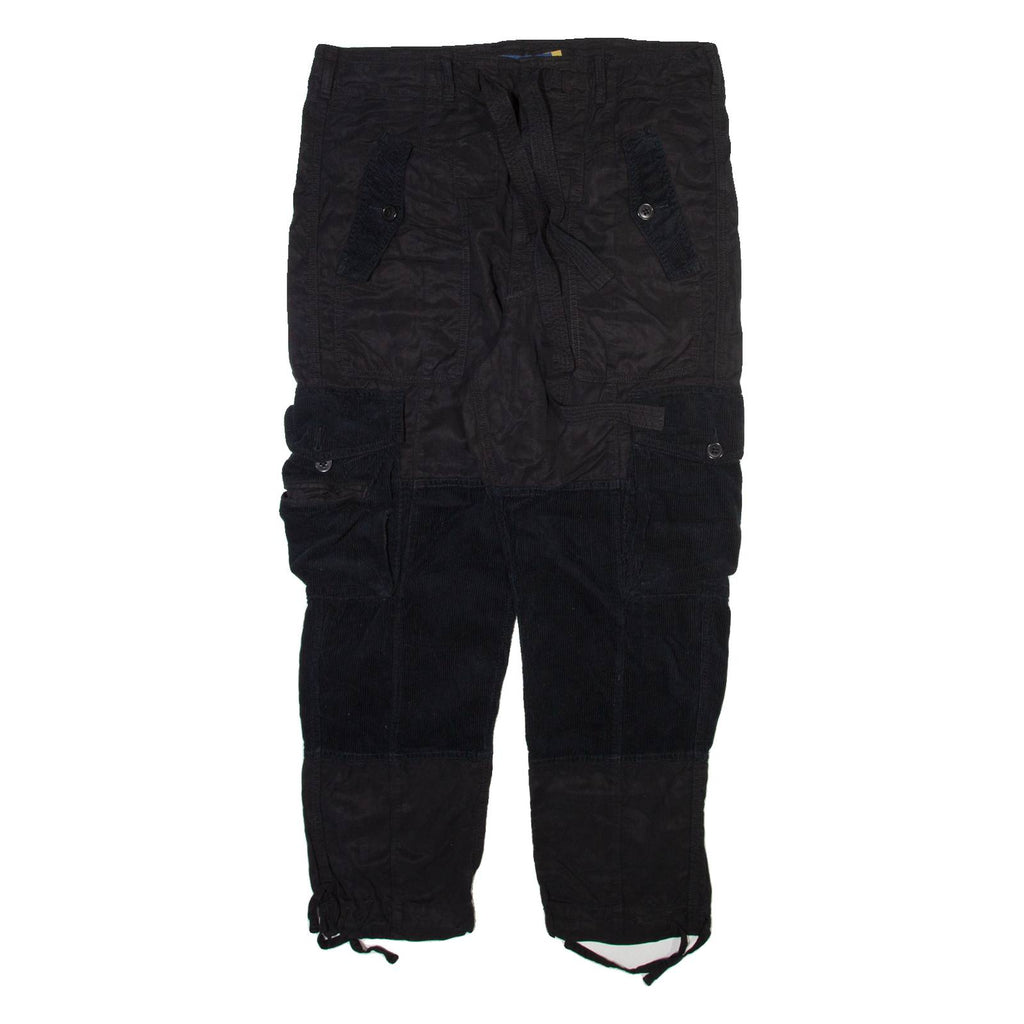 POLO RALPH LAUREN Cargo Womens Trousers Black Relaxed Tapered Linen W34 L26