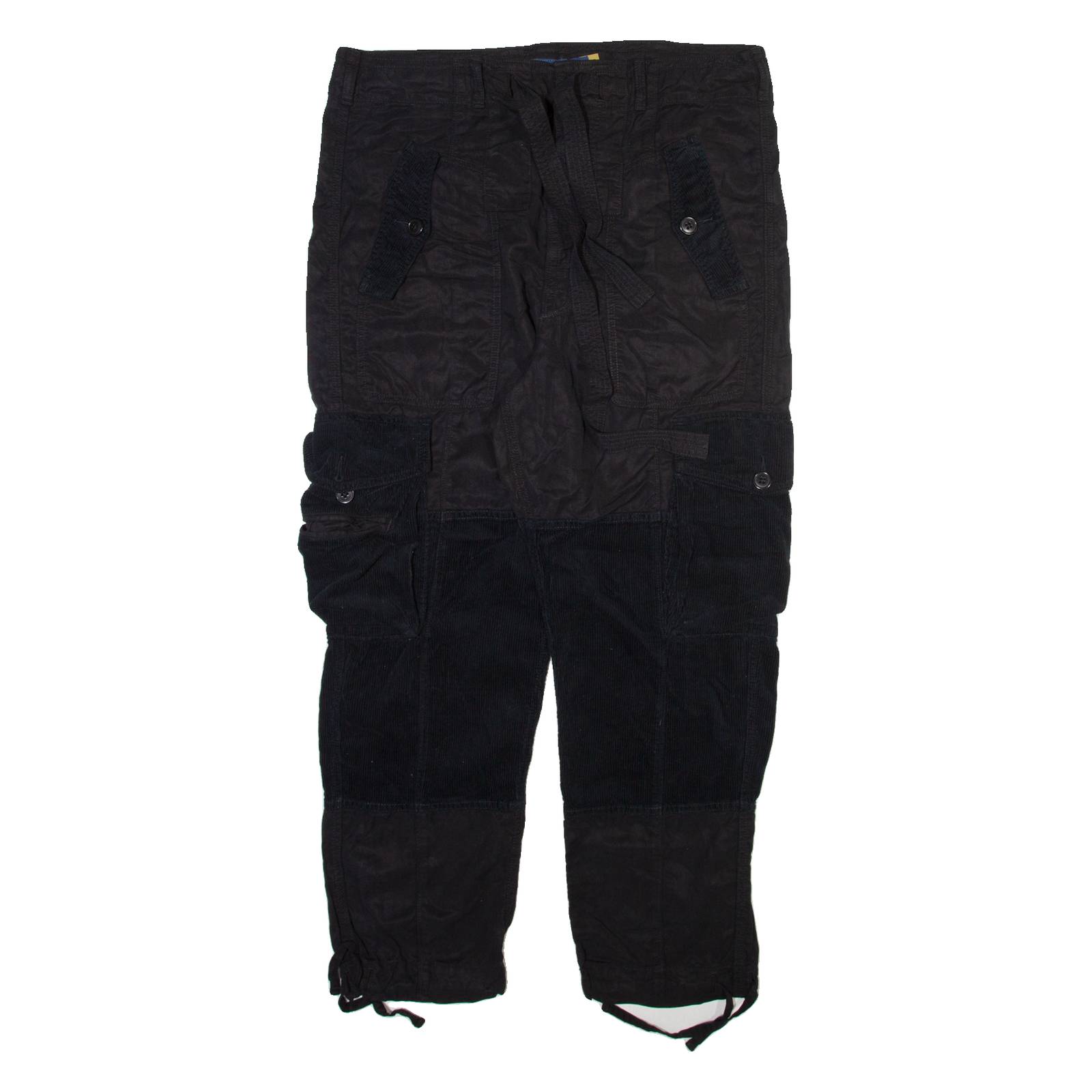POLO RALPH LAUREN Cargo Womens Trousers Black Relaxed Tapered Linen W34 L26