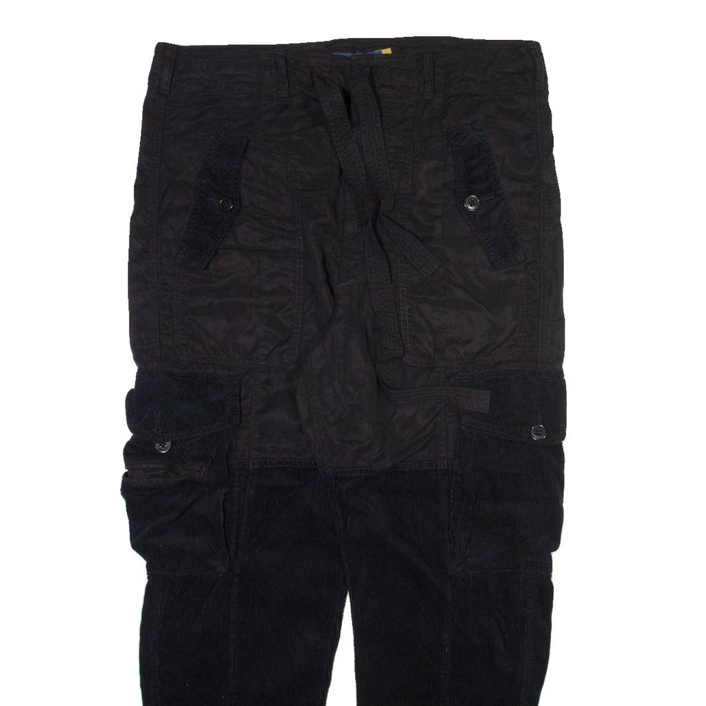 POLO RALPH LAUREN Cargo Womens Trousers Black Relaxed Tapered Linen W34 L26
