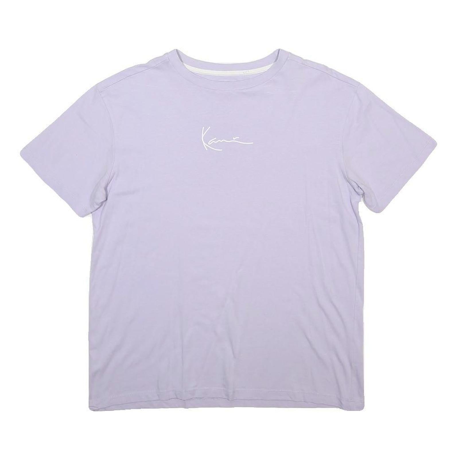 KARL KANI Womens Lilac & White Graphic T-Shirt XS Short Sleeve Crew Neck