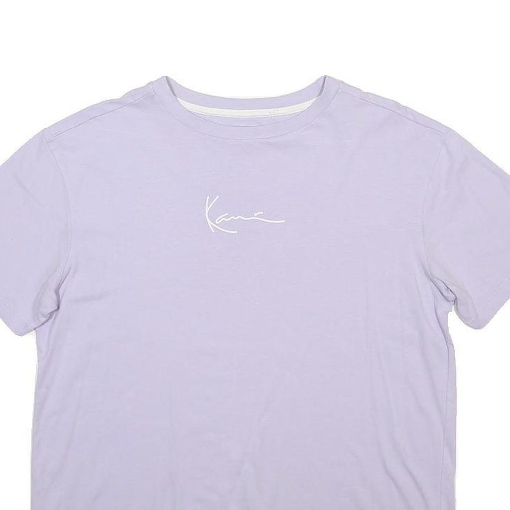 KARL KANI Womens Lilac & White Graphic T-Shirt XS Short Sleeve Crew Neck