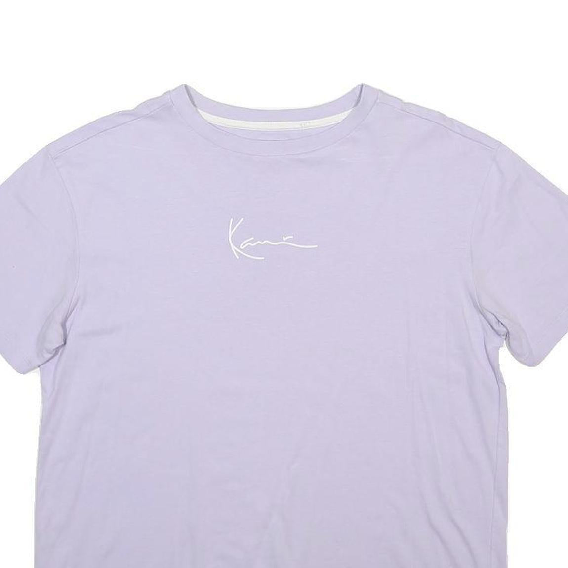 KARL KANI Womens Lilac & White Graphic T-Shirt XS Short Sleeve Crew Neck