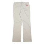 DICKIES Womens Cotton Blend Beige Regular Fit Straight Leg Trousers W32 L32