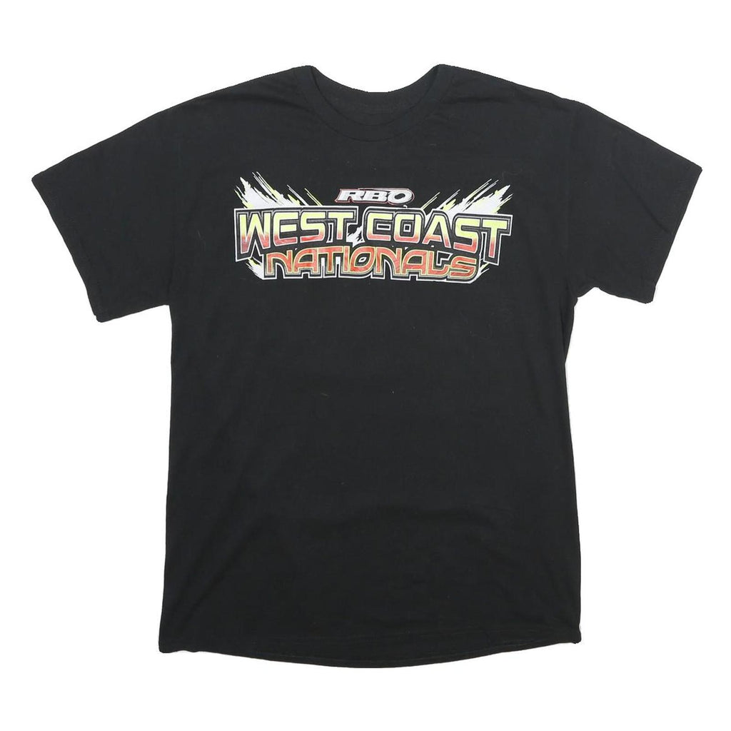 Mens Black Cotton Blend Graphic T-Shirt S Short Sleeve Crew Neck West Coast