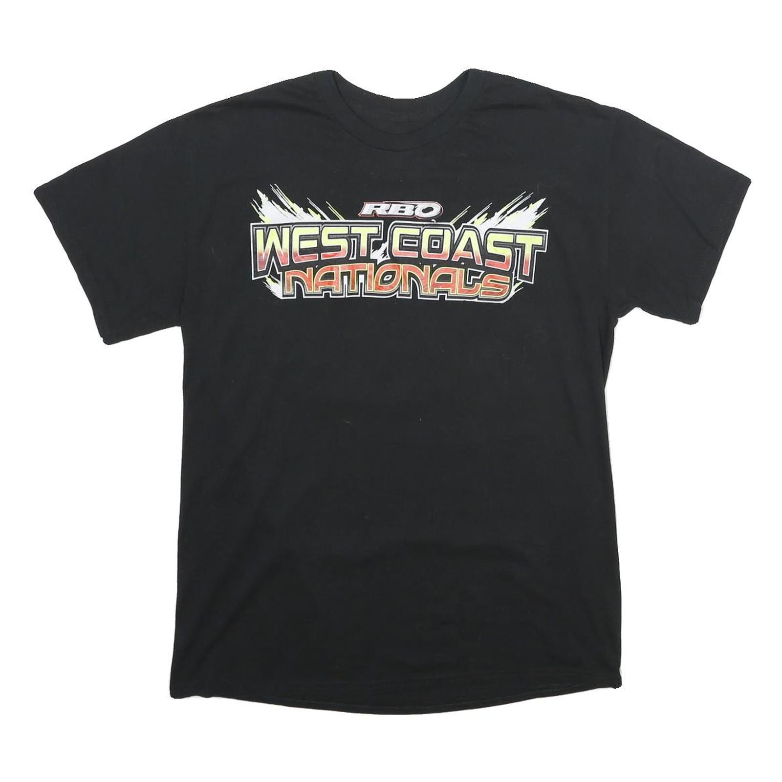 Mens Black Cotton Blend Graphic T-Shirt S Short Sleeve Crew Neck West Coast