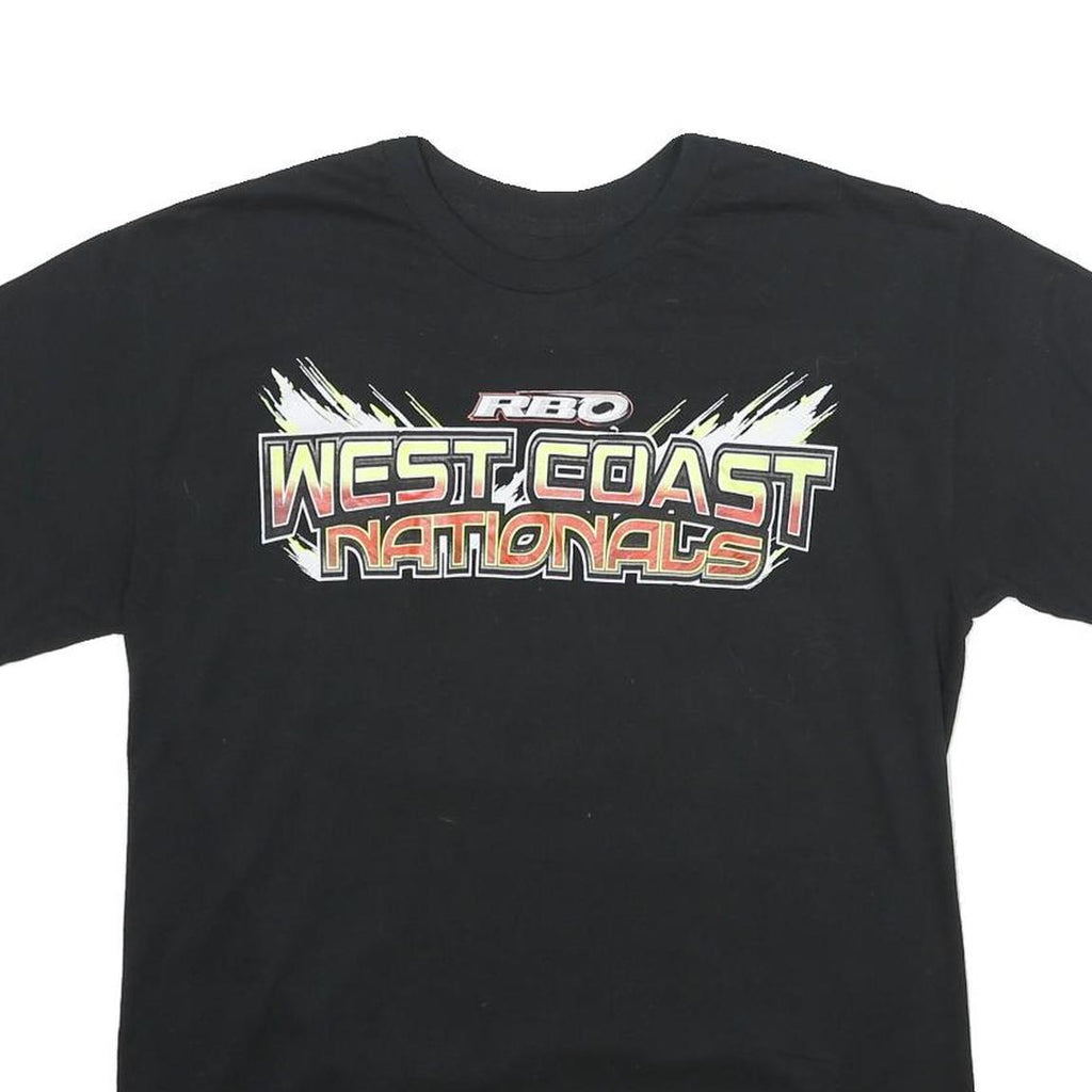 Mens Black Cotton Blend Graphic T-Shirt S Short Sleeve Crew Neck West Coast