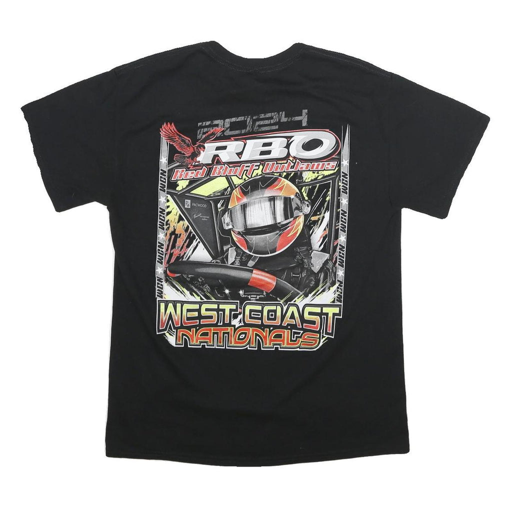 Mens Black Cotton Blend Graphic T-Shirt S Short Sleeve Crew Neck West Coast