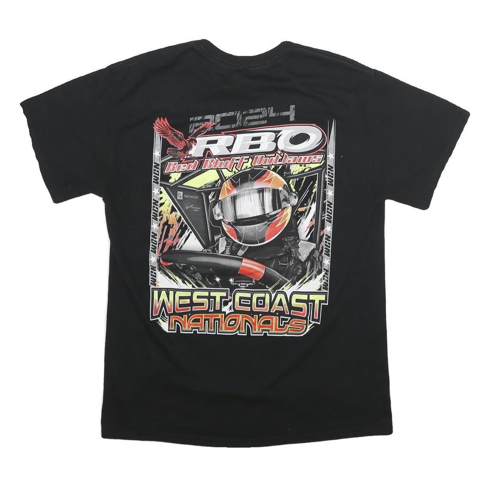 Mens Black Cotton Blend Graphic T-Shirt S Short Sleeve Crew Neck West Coast