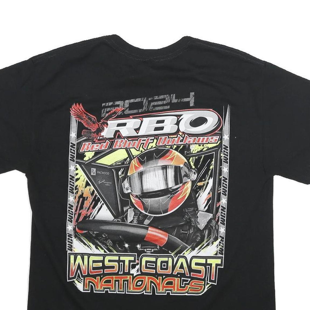 Mens Black Cotton Blend Graphic T-Shirt S Short Sleeve Crew Neck West Coast