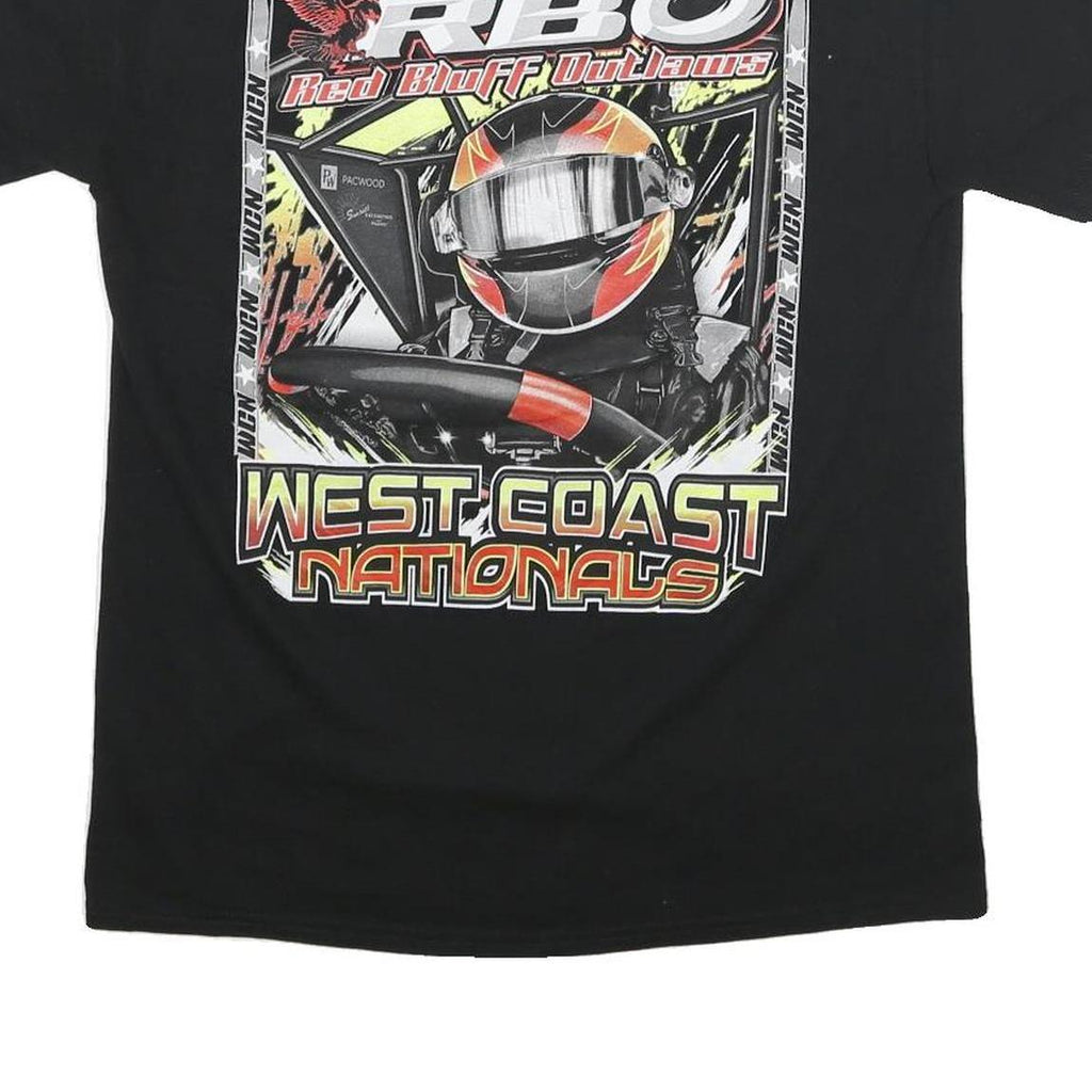 Mens Black Cotton Blend Graphic T-Shirt S Short Sleeve Crew Neck West Coast