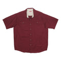 WRANGLER Mens Maroon Cotton Short Sleeve Shirt L Casual Button Pocket